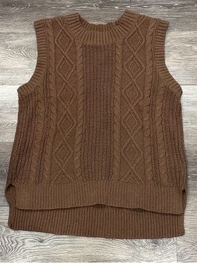 Joie Cable Knit Sleeveless Vest in Warm Brown